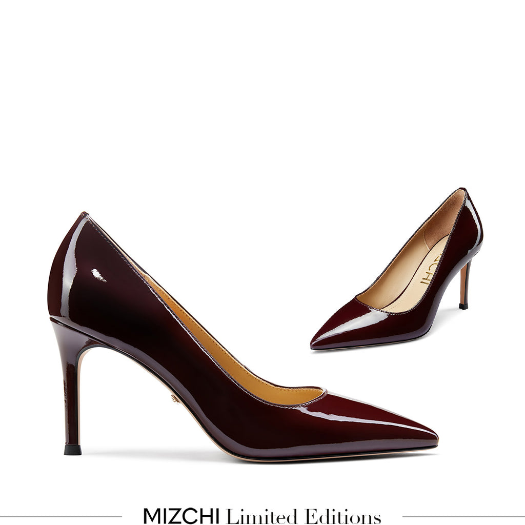 Petite Size Wine Patent Classic Party Pumps by MIZCHI Pretty Small Shoes
