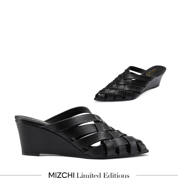 Kloss Black - Leather Wedge