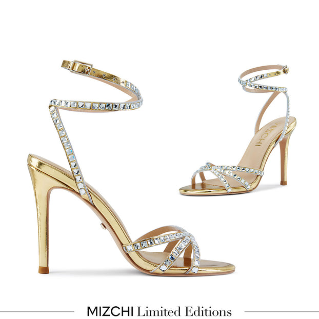 *MADDY GOLD  - diamond decor heels