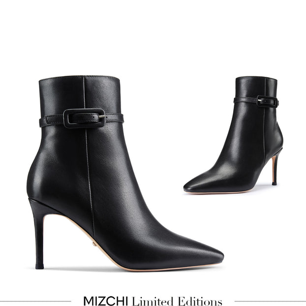 Na-Netta Black - Leather Ankle Boots