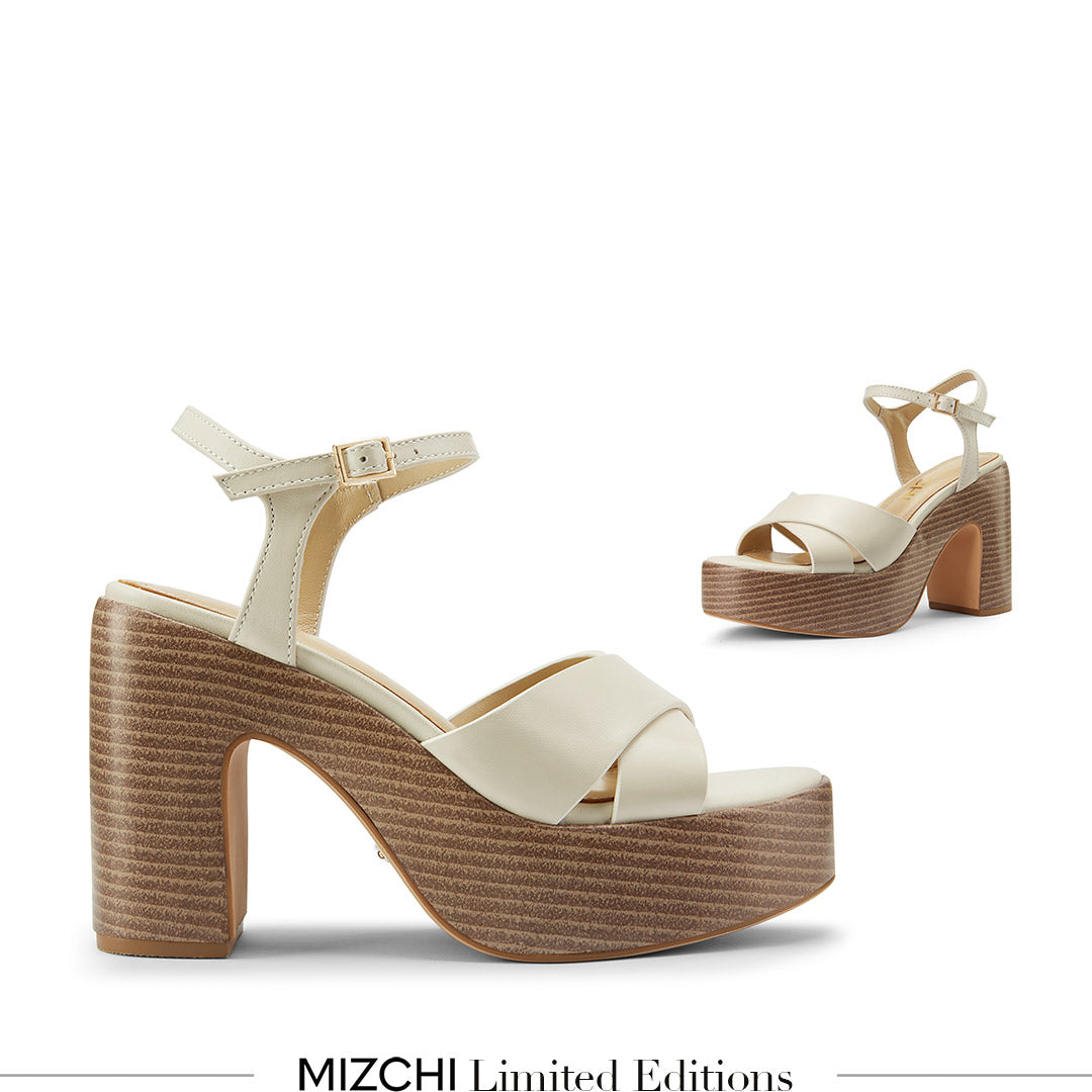 Rylee - Ivory Platform Leather Sandals