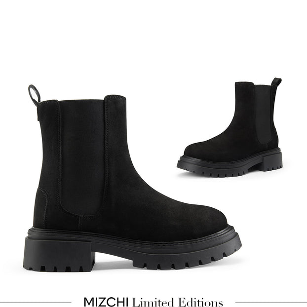 *SAIGE NUBUCK - flatform chelsea boots