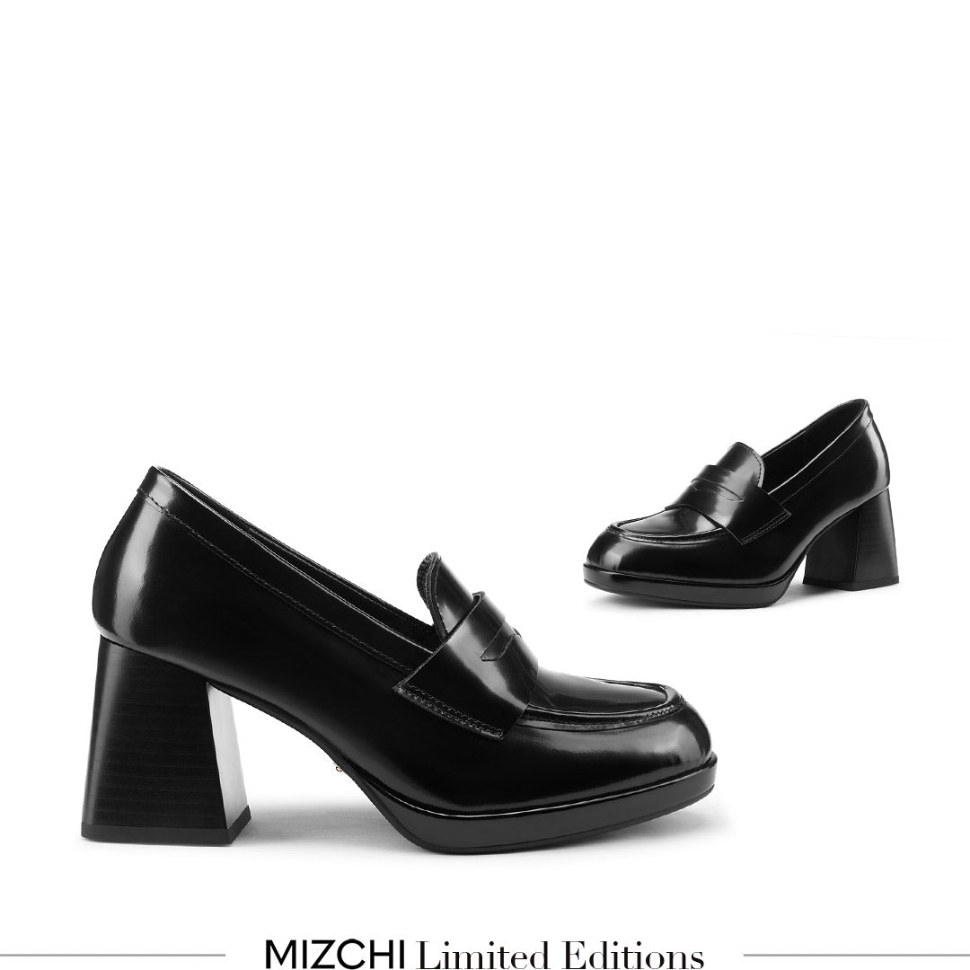 SHARE BLACK - platform heel brogue