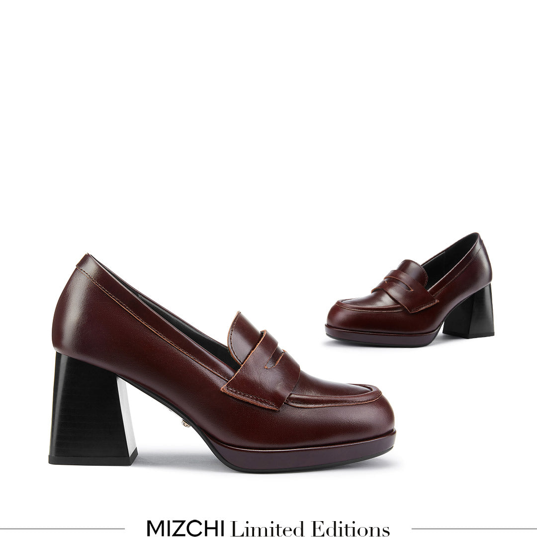 SHARE BROWN - platform heel brogue
