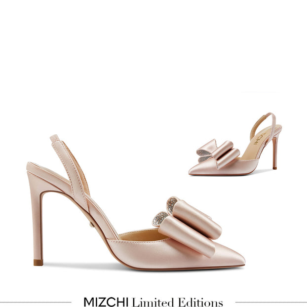 *ELYSIA - beige satin bow slingback