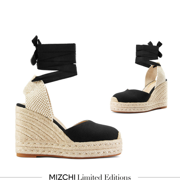 Petite Size Black Wedge Espadrilles by MIZCHI Pretty Small Shoes