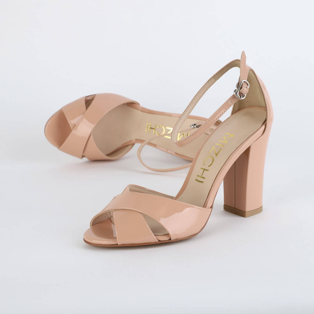 *UK size 2.5 - ALOVE PATENT - Beige, 9cm heels