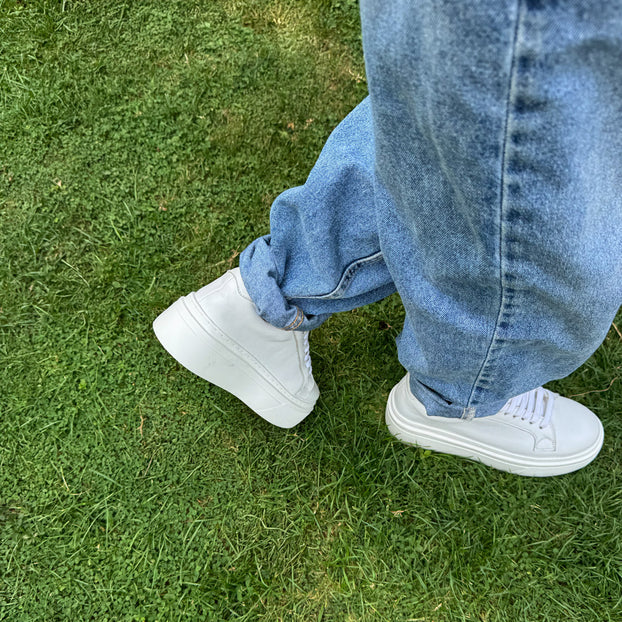 *AILANI WHITE - platform leather sneaker