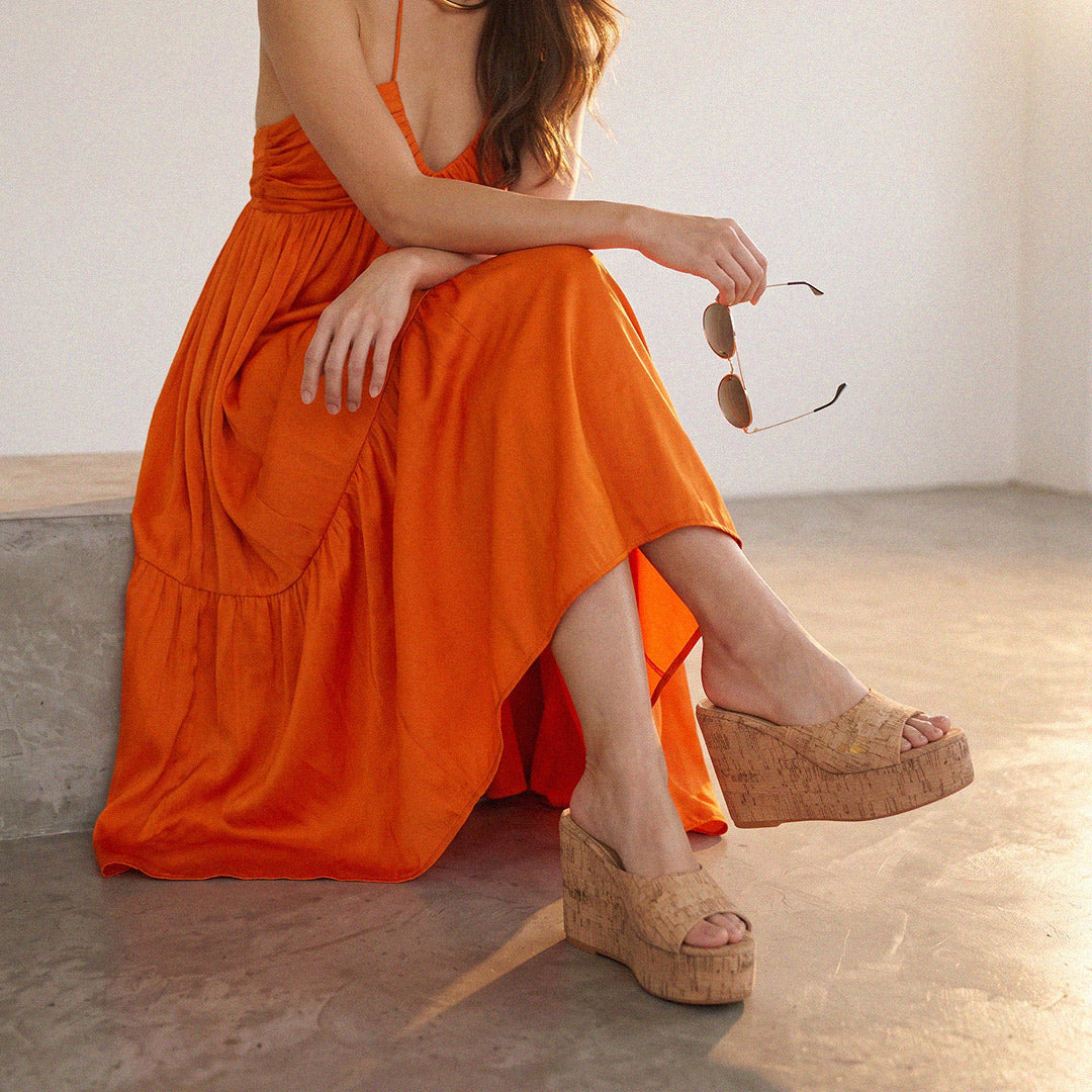 Marcela - Cork Wedge Mules