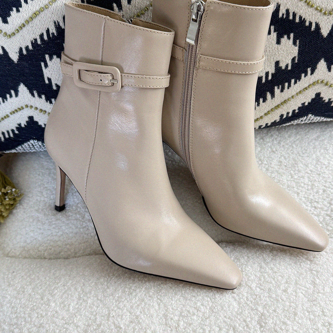 Na-Netta Cream-Beige - Leather Ankle Boots