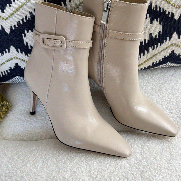 Na-Netta Cream-Beige - Leather Ankle Boots
