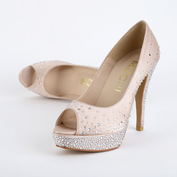 Princess Style Crystal Ankle Strap Women Shoes Round Toe Platform