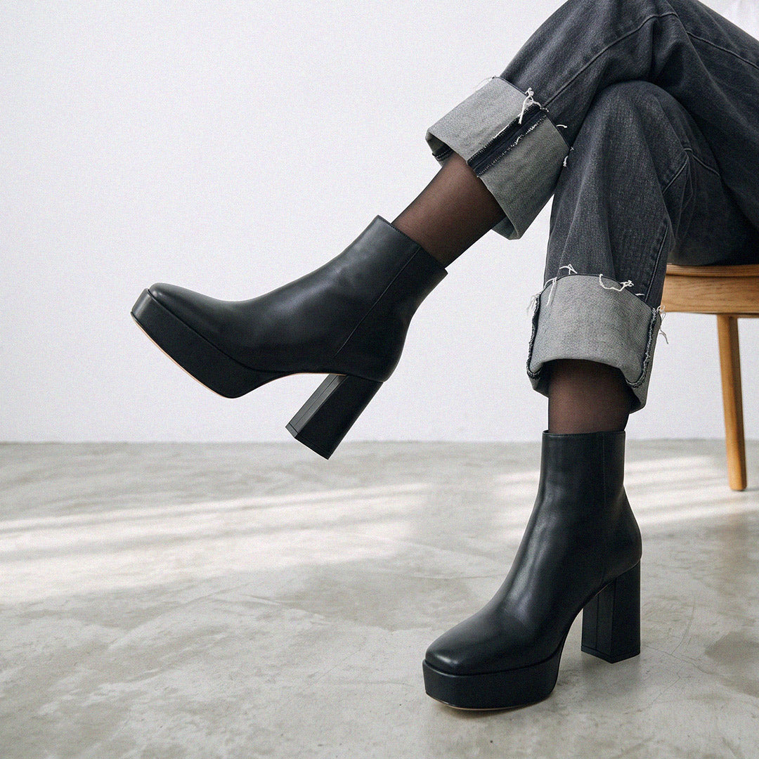 Rize - Leather Platform Ankle Boots