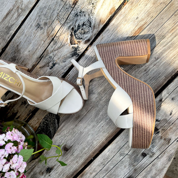 *Rylee - Ivory Platform Leather Sandals