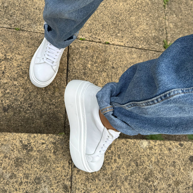 *AILANI WHITE - platform leather sneaker