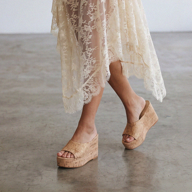 Marcela - Cork Wedge Mules