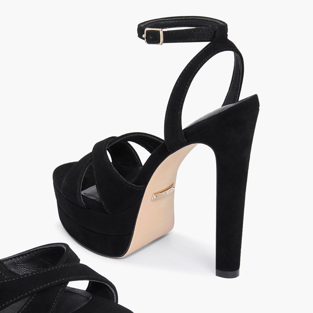 Nova Black - Suede Platform Sandals