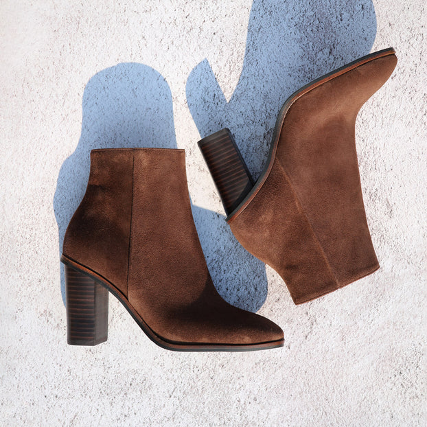 CHANNI - chunky heel suede ankle boots