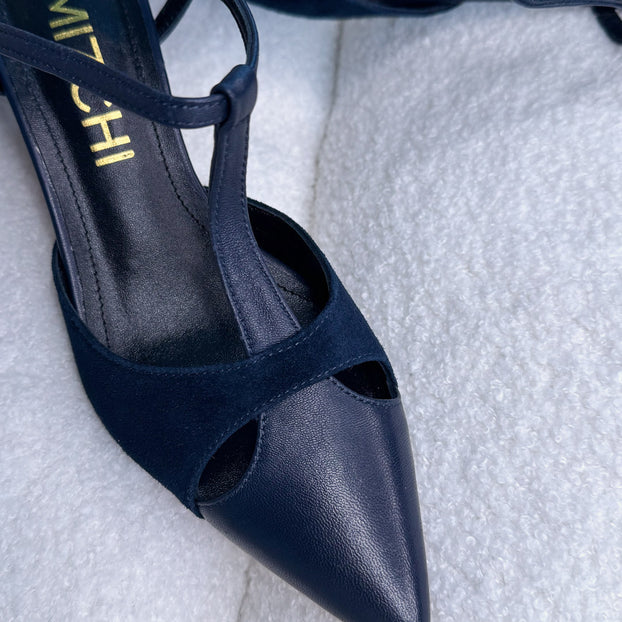 LEGAL NAVY- cut out slingback pumps