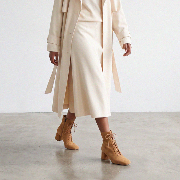MILO BEIGE- suede lace up bootie
