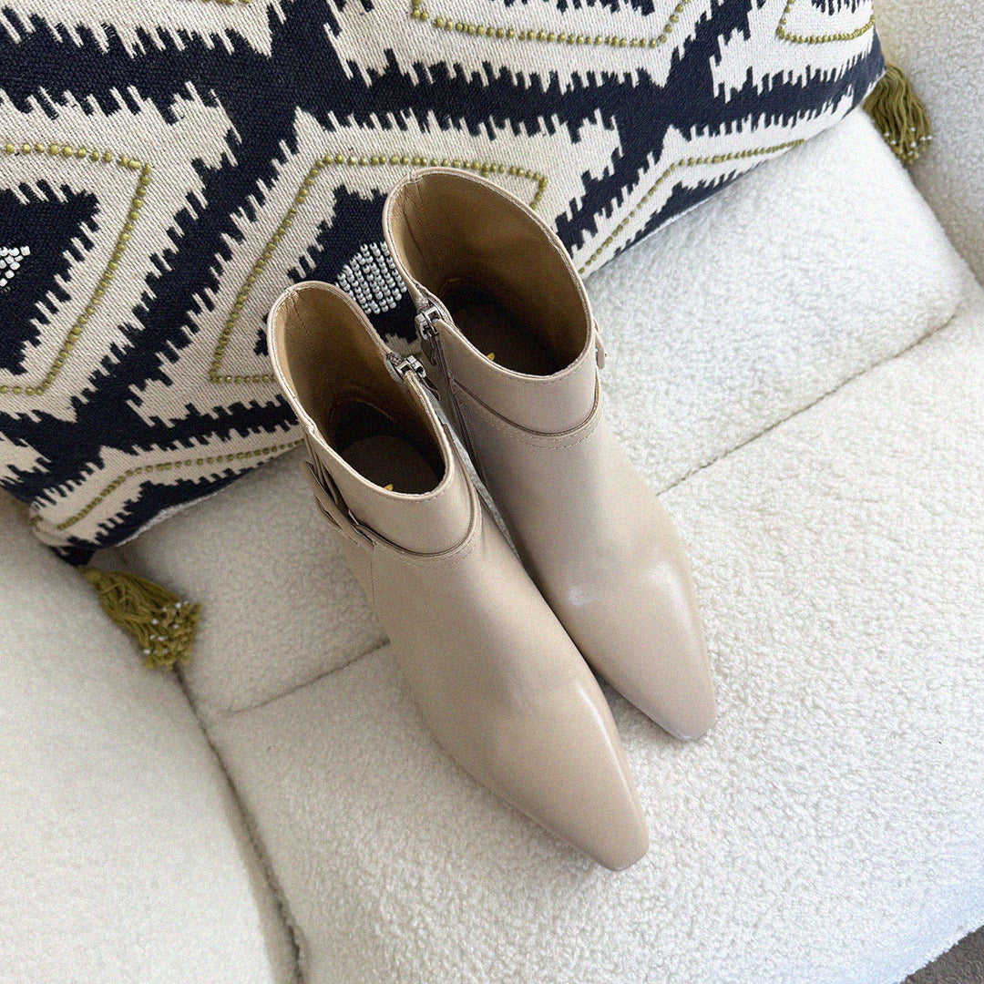 Na-Netta Cream-Beige - Leather Ankle Boots