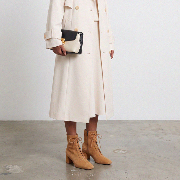 MILO BEIGE- suede lace up bootie