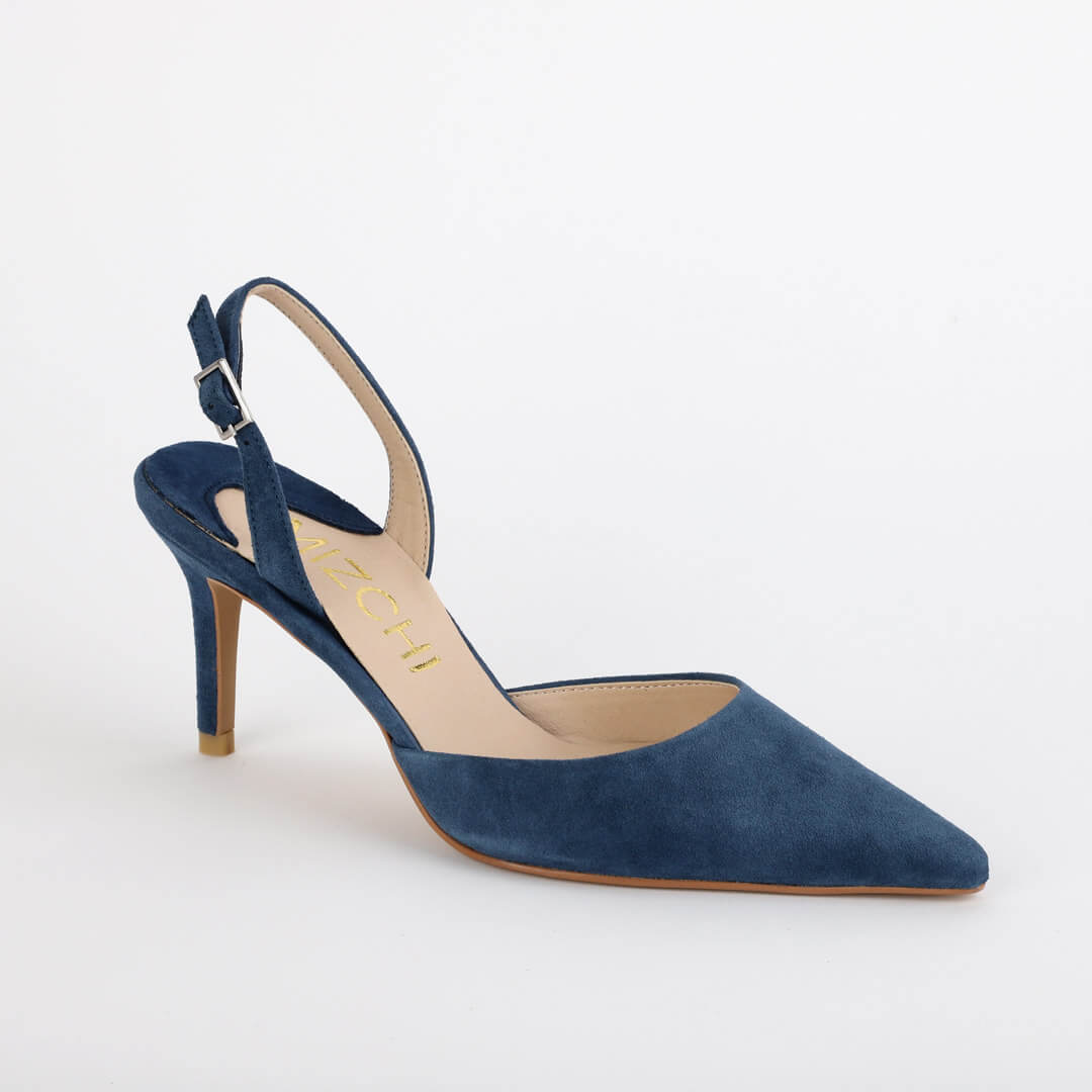*UK size 2.5 - TESORO - navy suede, 7cm heel