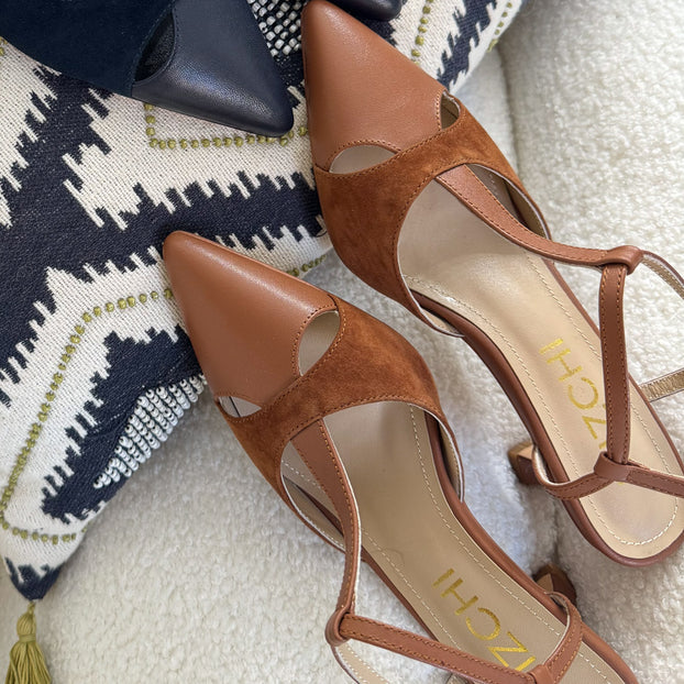 LEGAL BROWN- cut out slingback pumps