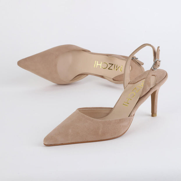 *UK size 2.5 - TESORO - camel suede, 7cm heel