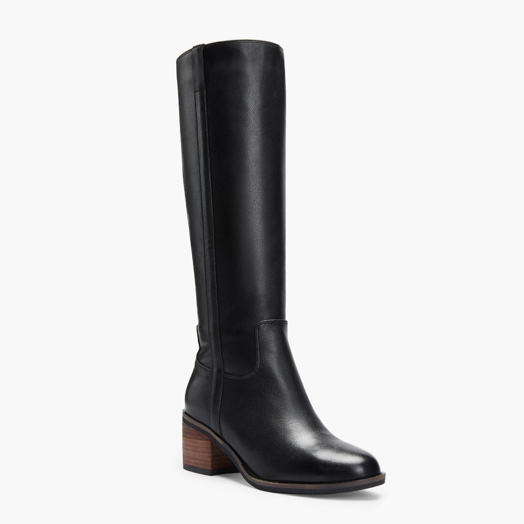 AIJA - Black Leather Knee High Boots