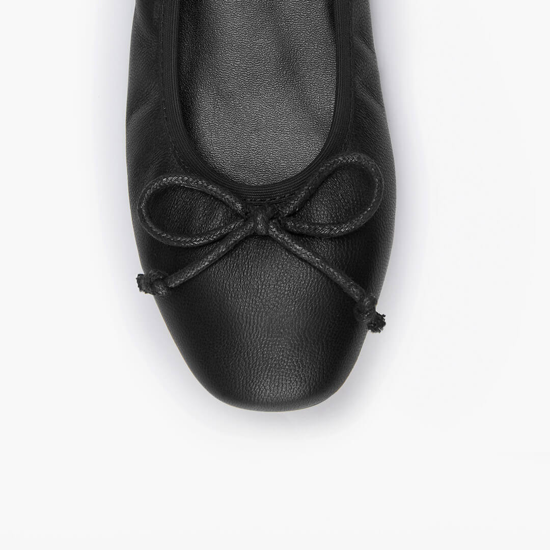 Petite BLack Soft Leather Ballet Pumps by MIZCHI Pretty Small Shoes