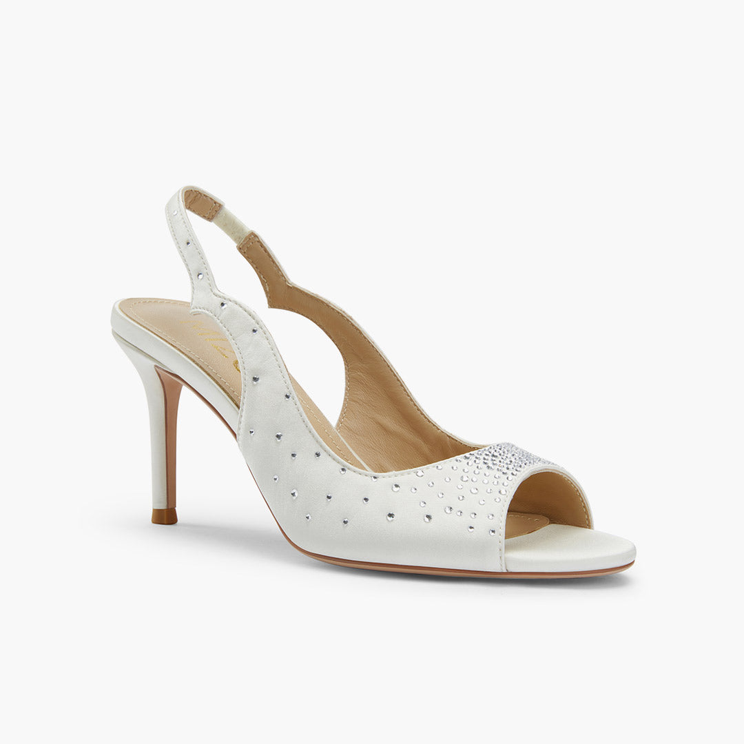 ANGELIKA IVORY SATIN - bridal open toe slingback