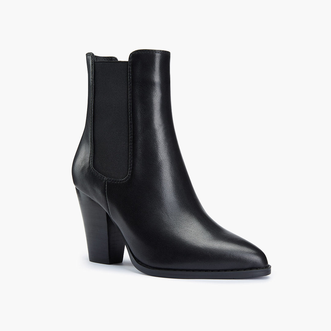 *JENNY BLACK - black leather cowboy boots