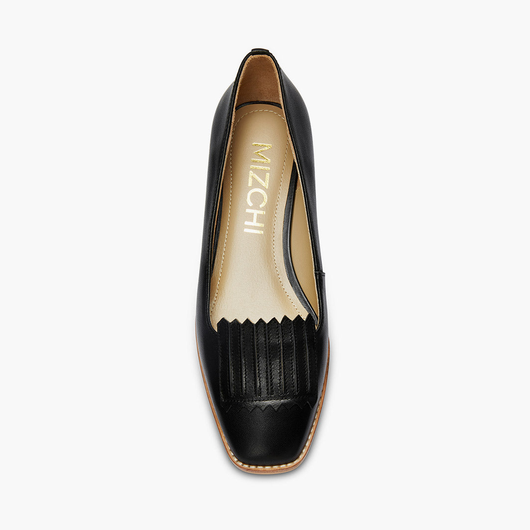 Freshfields Black - Leather Flats