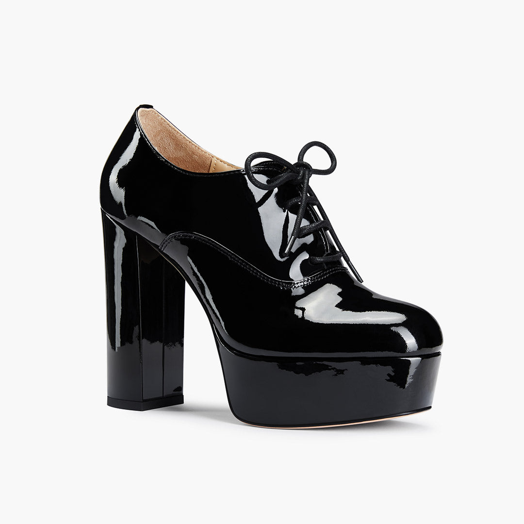 BORGHONA BLACK - lace up platform heels