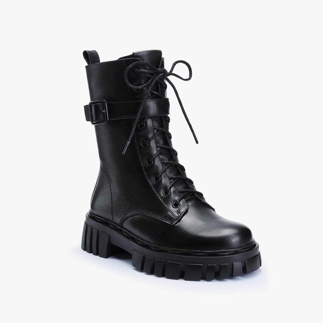 *CAMMI - lace up belted army boots