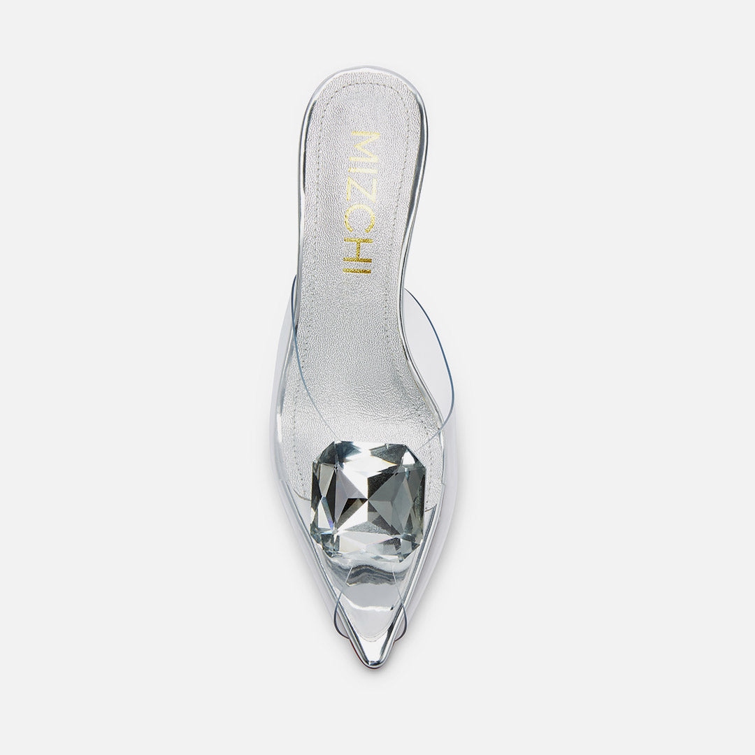 Celeste Silver - Wedge Mules
