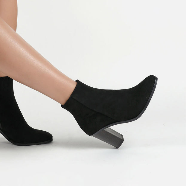 CHANNI - chunky heel suede ankle boots