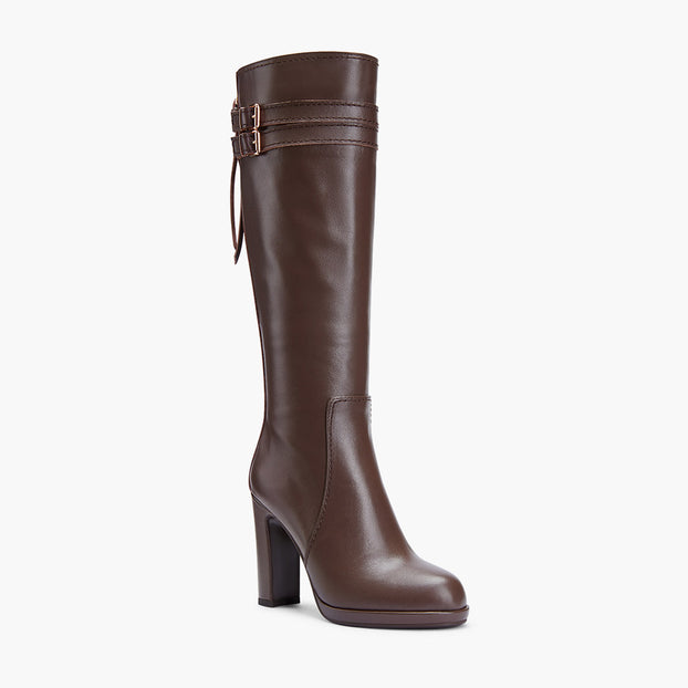 *CHICAGO BROWN - leather knee boots