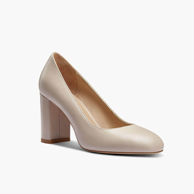 *ESHA - beige leather chunky high heel pump