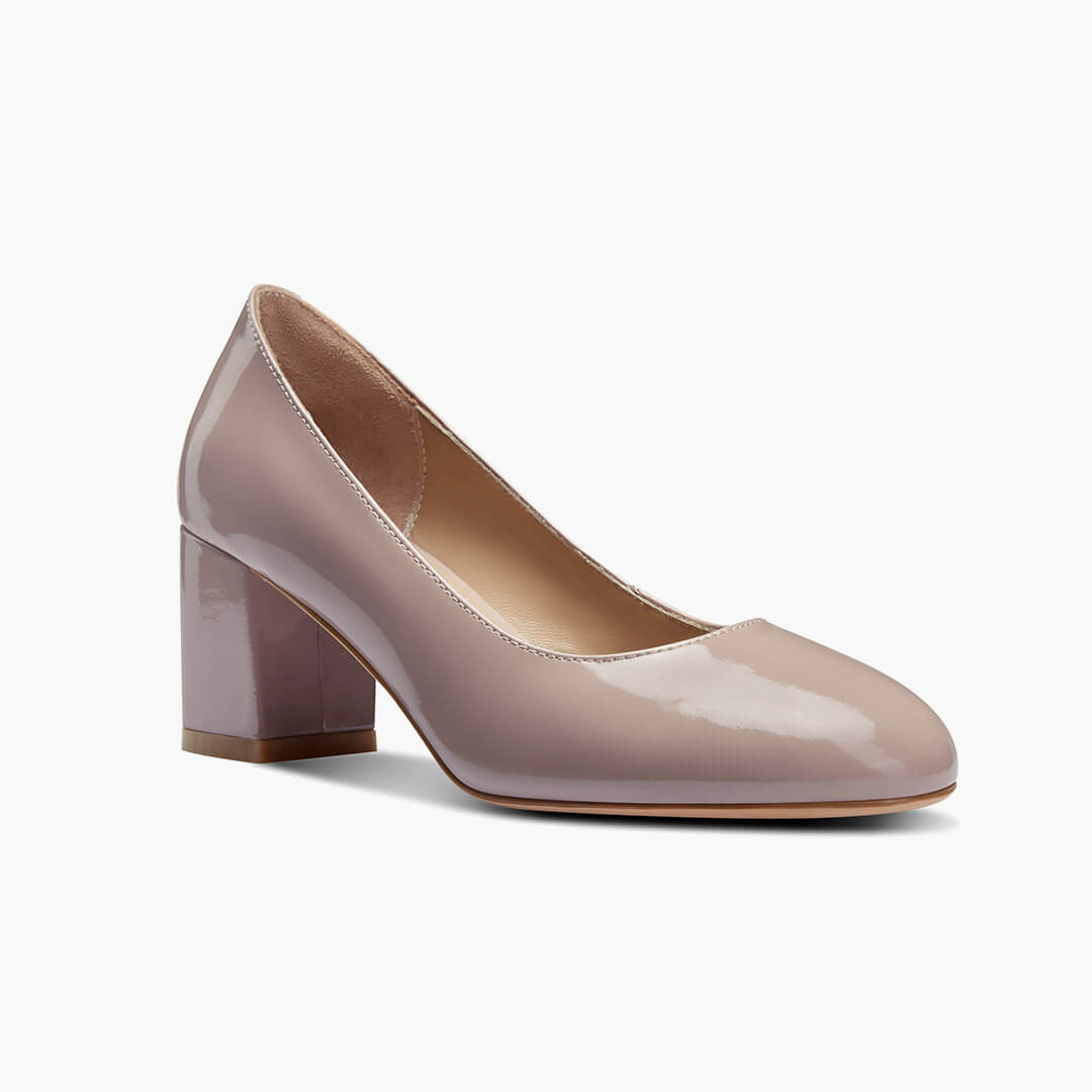 *FIONA - beige patent chunky heel pump