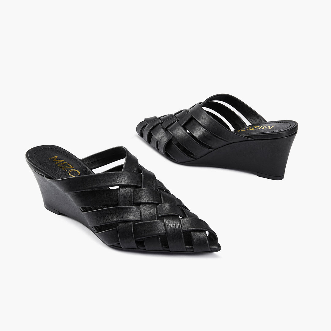 Kloss Black - Leather Wedge