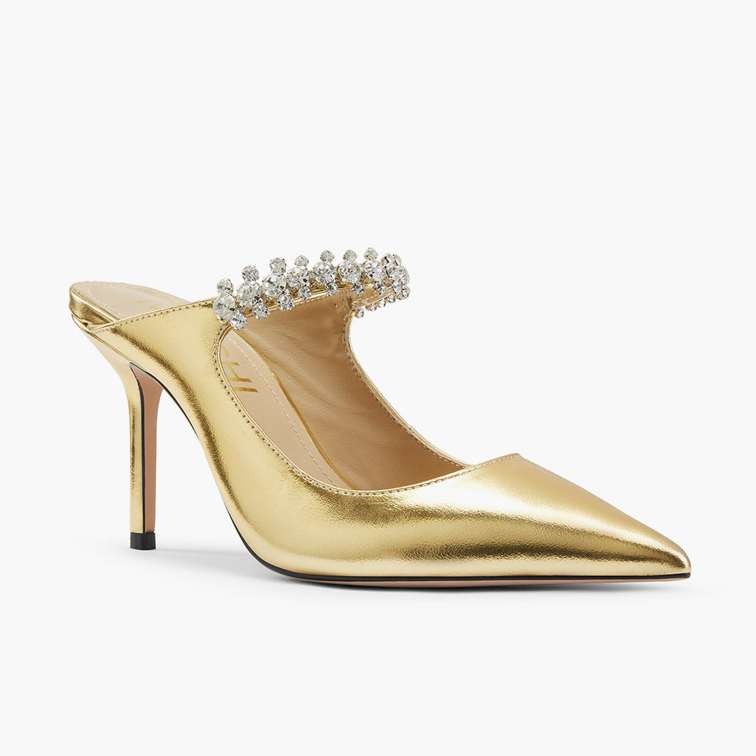 LAMIO- gold leather mules