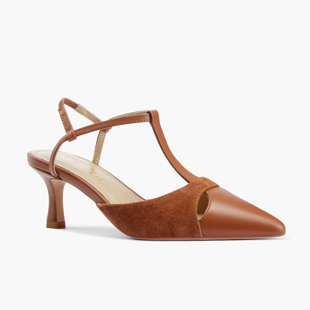 LEGAL BROWN- cut out slingback pumps