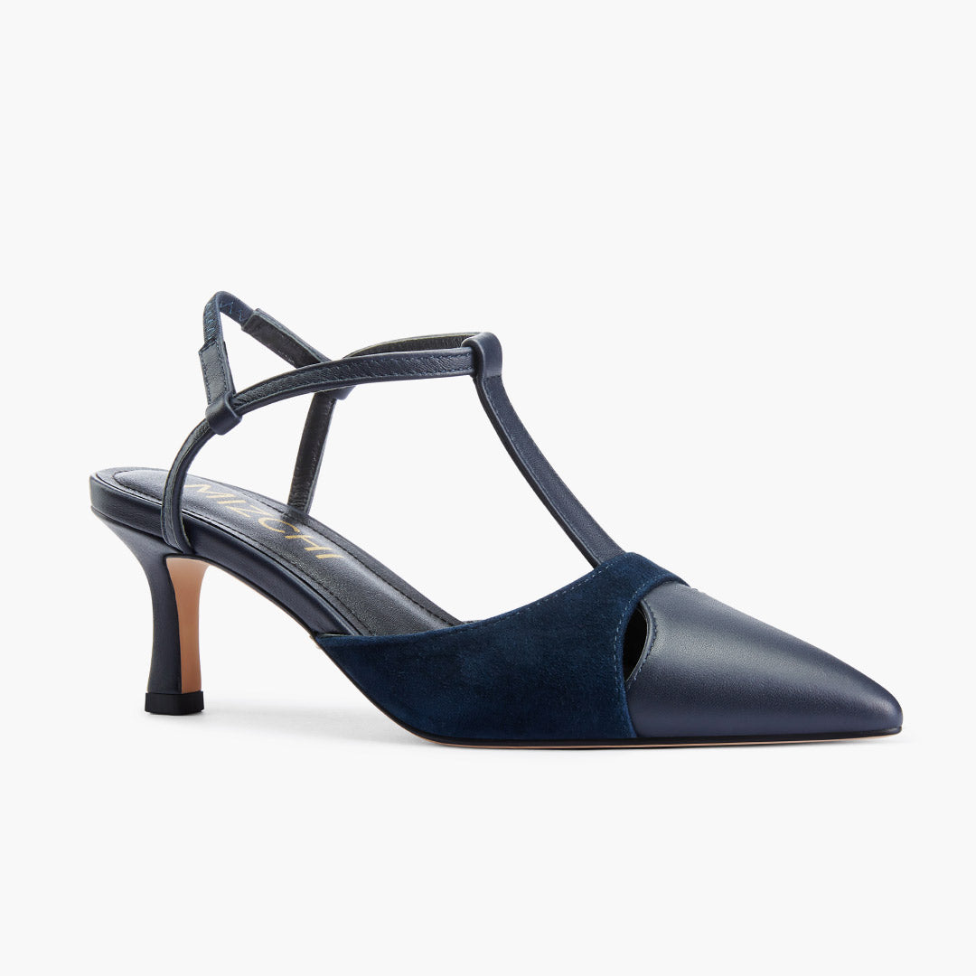 LEGAL NAVY- cut out slingback pumps