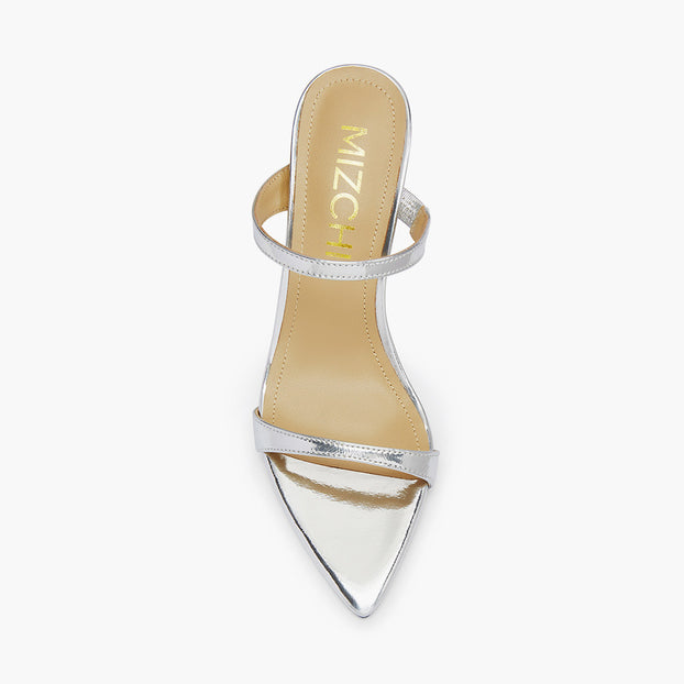 Maelis - Silver Leather Strap Mules