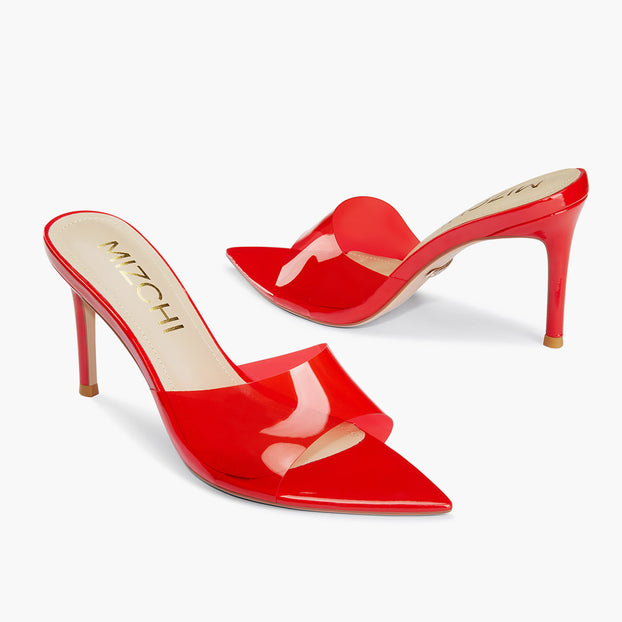 Marisol - Red PVC Pointed-toe Mules
