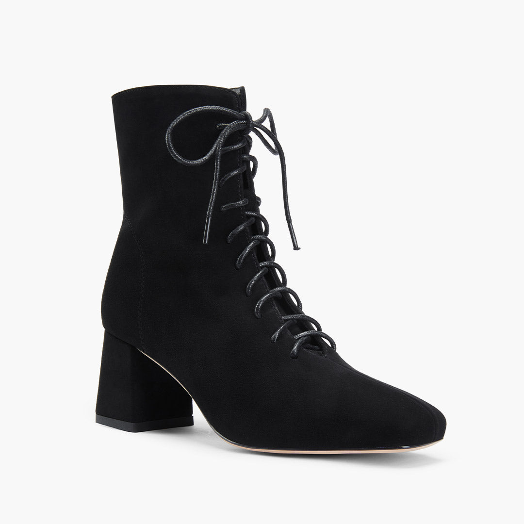 MILO BLACK- suede lace up bootie