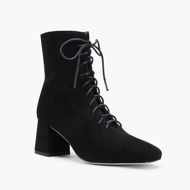 MILO BLACK- suede lace up bootie