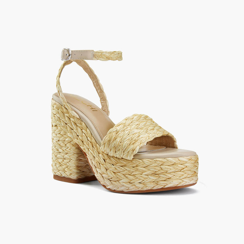 Petite Size Raffia Platform Sandals by MIZCHI Pretty Small Shoes